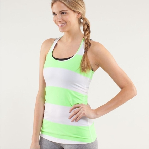 Lululemon Cool Racerback Bold Stripe Zippy Green Extra Small - Picture 1 of 9
